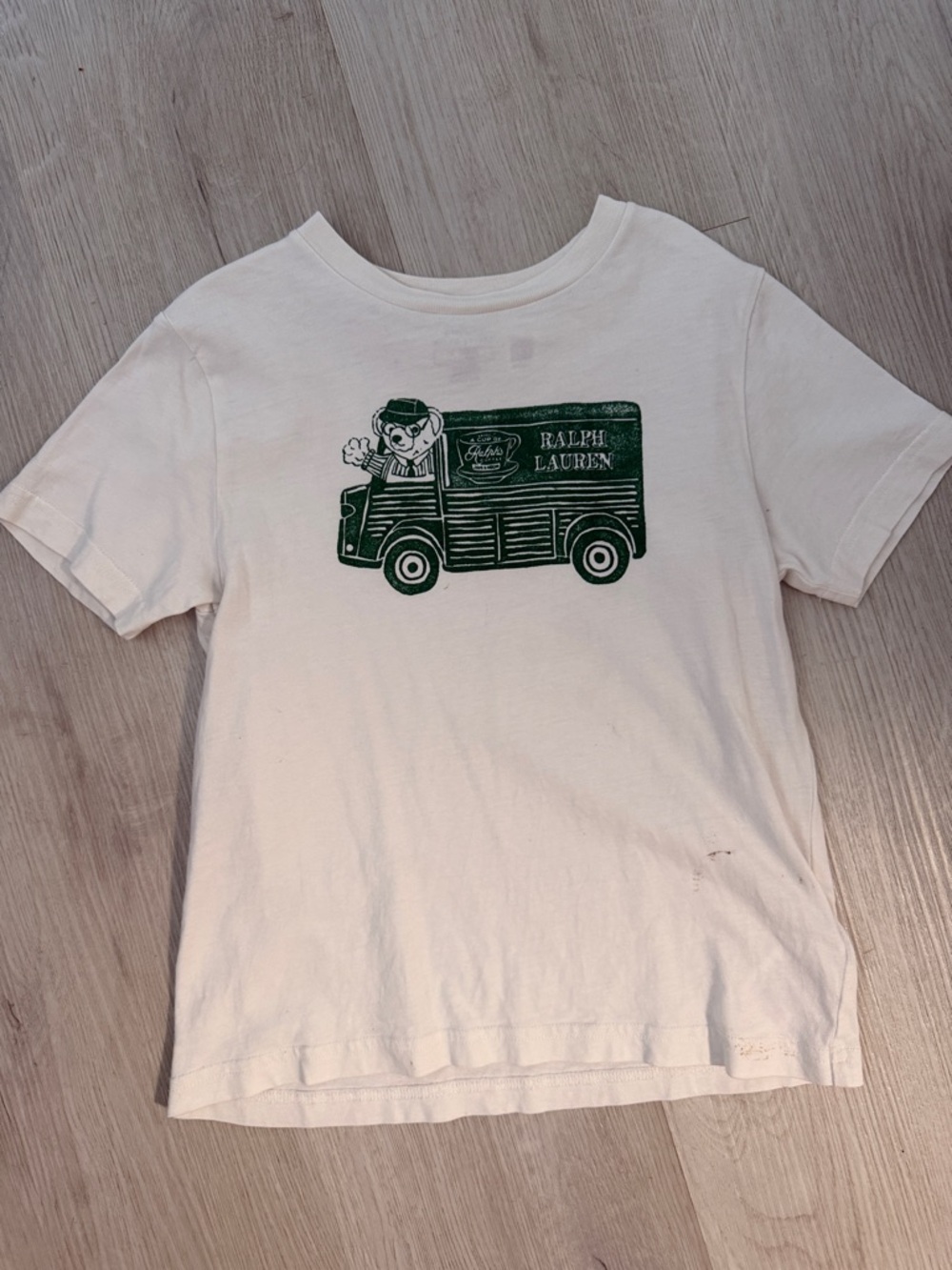 Ralph Lauren White Tee with Green Truck Graphic